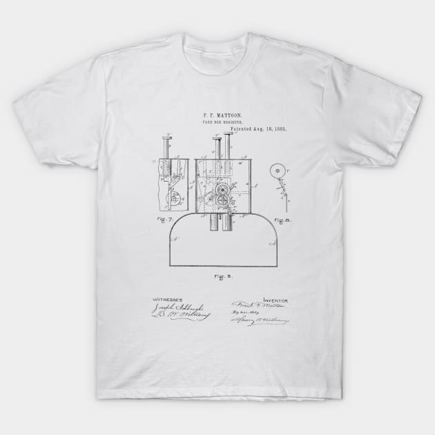 Fare box register Vintage Patent Hand Drawing T-Shirt by TheYoungDesigns